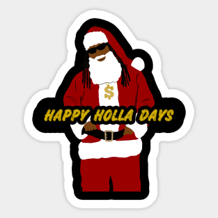 Happy Holla Days Hip Hop Black Santa Claus Sticker